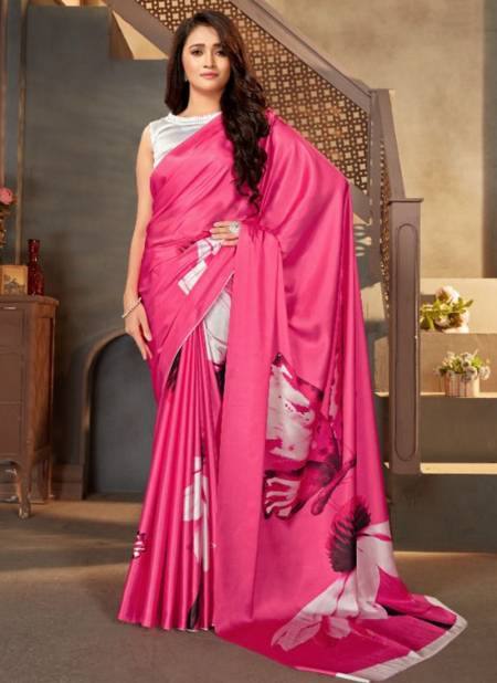 Pink Colour Maira Monjolika New Latest Party Wear Satin Crepe Saree Collection 4301